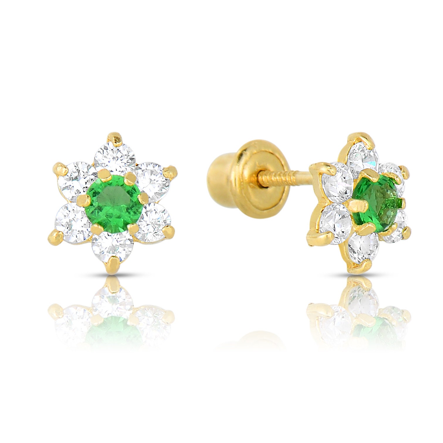 [LLOYD] 14K☆Flower stone Earrings 14K Yellow Gold Flower Diamond Stud Earrings @ $1750. Shop