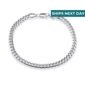 Sterling Silver Miami Cuban Link Bracelet, Solid Sterling Silver Bracelet, 5mm Thick Links, 7&quot; 7.5&quot; 8&quot;, Made In Italy