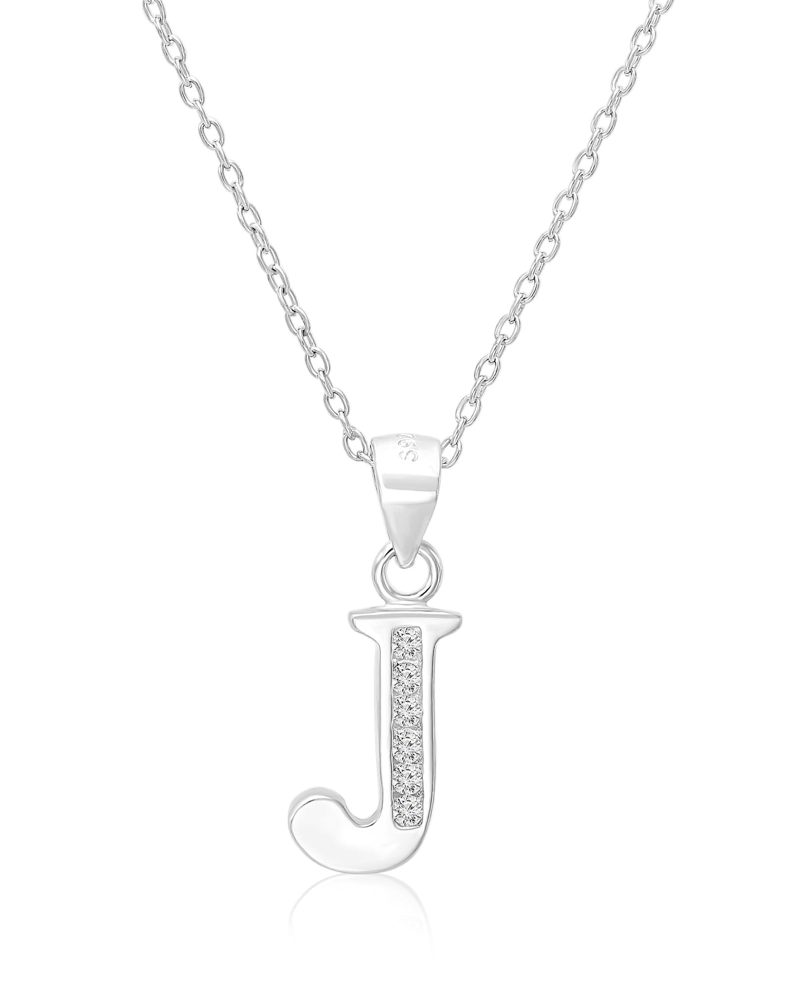 Sterling Silver Initial Pendant Necklace With Cz Comes With Etsy