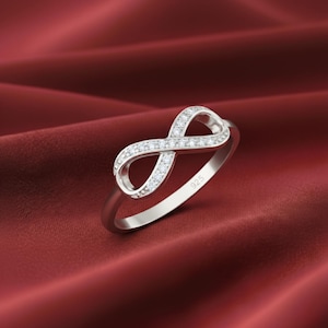 925 Sterling Silver Infinity Band Ring, With Sparkling Cubic Zirconia Stones, Love & Friendship Jewelry, Dainty Forever Design, By TILO