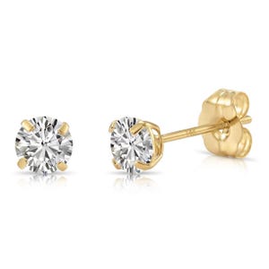 14K Gold Lab Diamond Stud Earrings, CVD Brilliant-Cut Diamond Studs, Classy Round Diamond Studs, Wedding & Bridal, Pushback, By TILO Jewelry