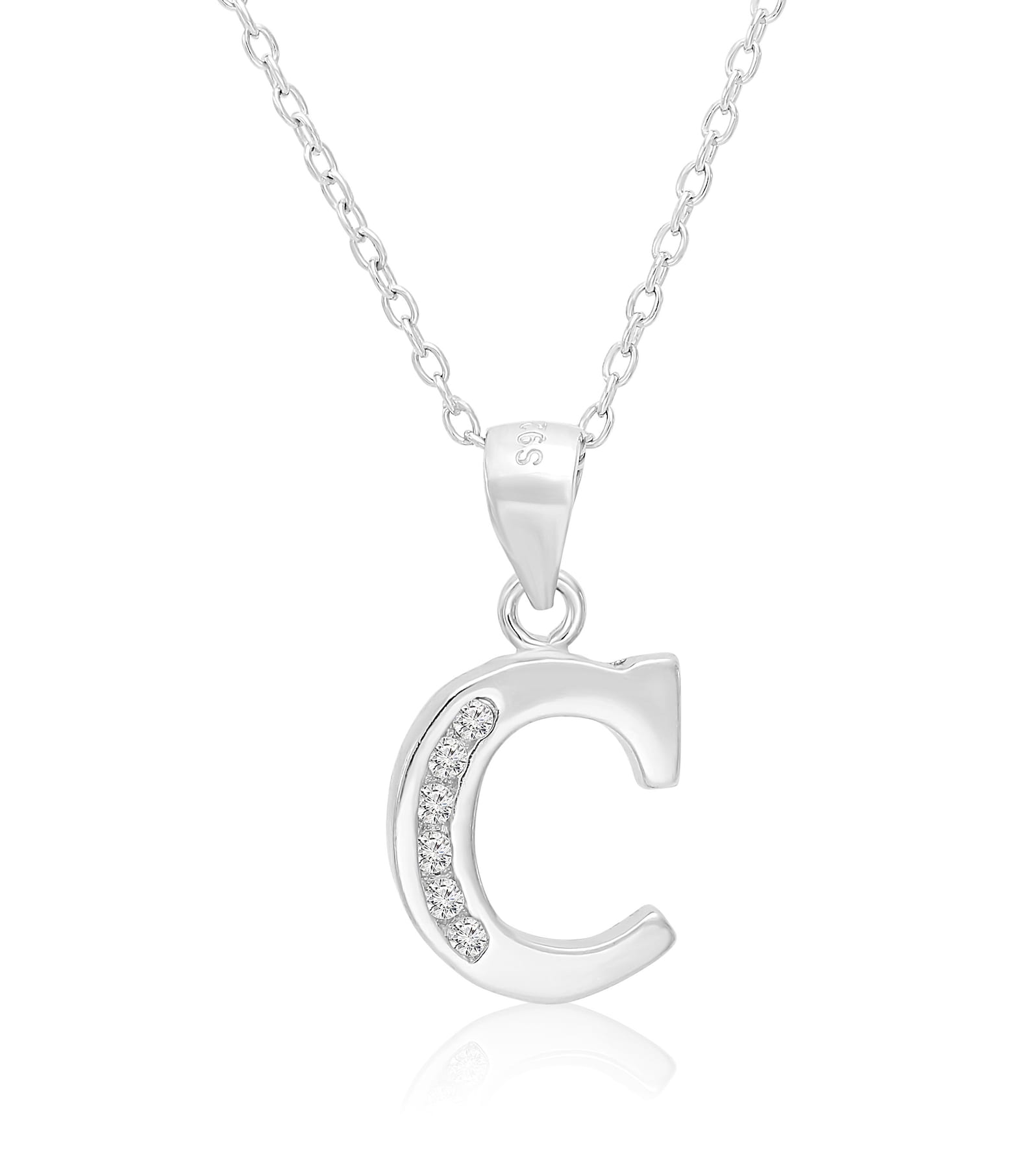 Sterling Silver Initial Pendant Necklace With Cz Comes With Etsy