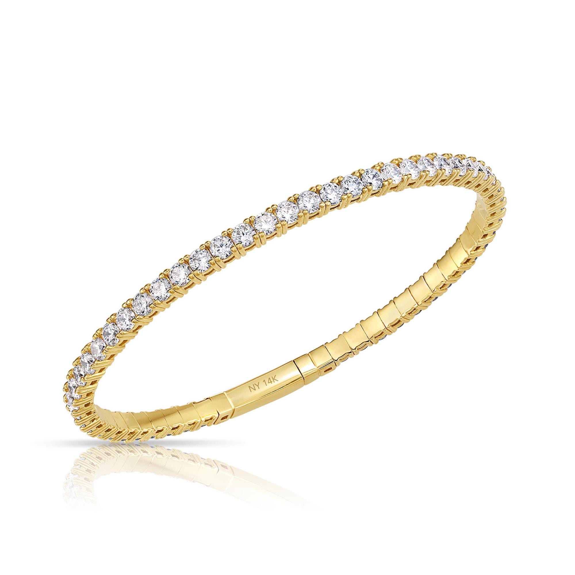 14K Yellow Gold Tennis Bracelet, With Sparkling Simulated Diamonds