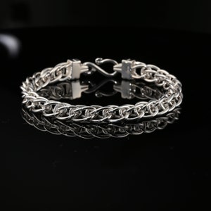 Bracelet chaîne byzantin en argent sterling avec fermoir crochet, 8,75 pouces, unisexe