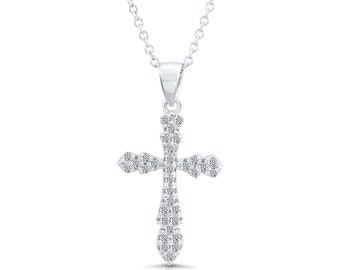 Sterling Silver Cross Necklace, Religious Jewelry