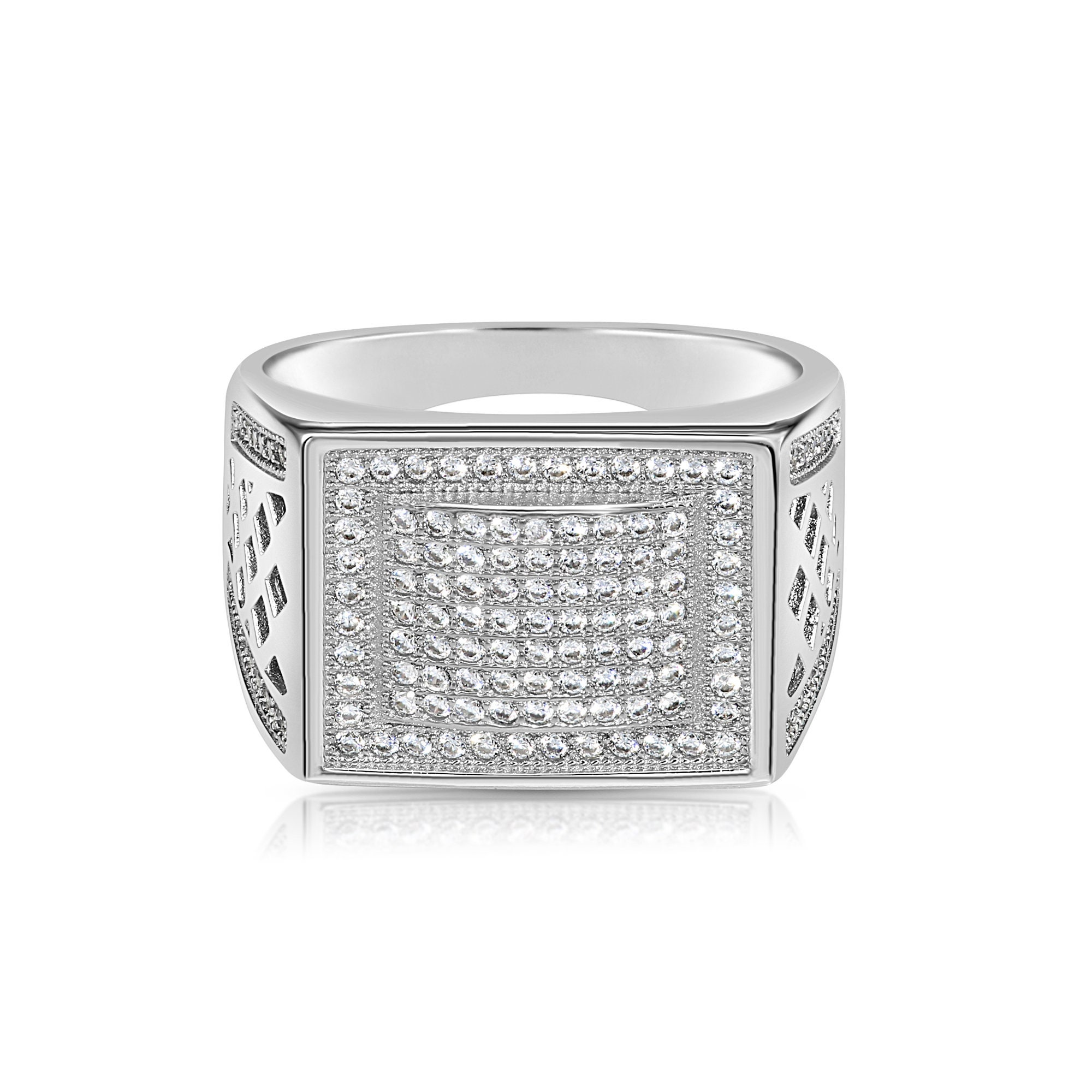 Urban Fusion Men's Sterling Silver Hip Hop Ring, Square Signet