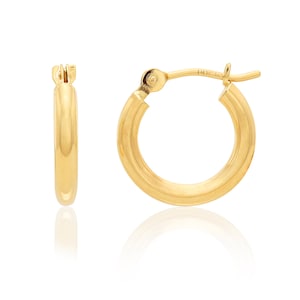 14K SOLID Yellow Gold Hoop Earrings, Handmade in the USA from the Finest Gold, Small and Thin 12mm x 2mm