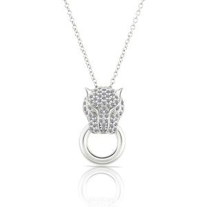 Solid Sterling Silver Cheetah Necklace, Doorknocker Pendant, Jaguar Style Design