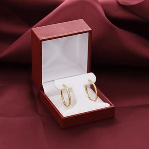 14K Gold Tornado Hoop Earrings, TILO Special Hand Engraved Designer Hoops, 14K SOLID GOLD, 1 inch (25mm), Handmade By Tilo Jewelry image 6