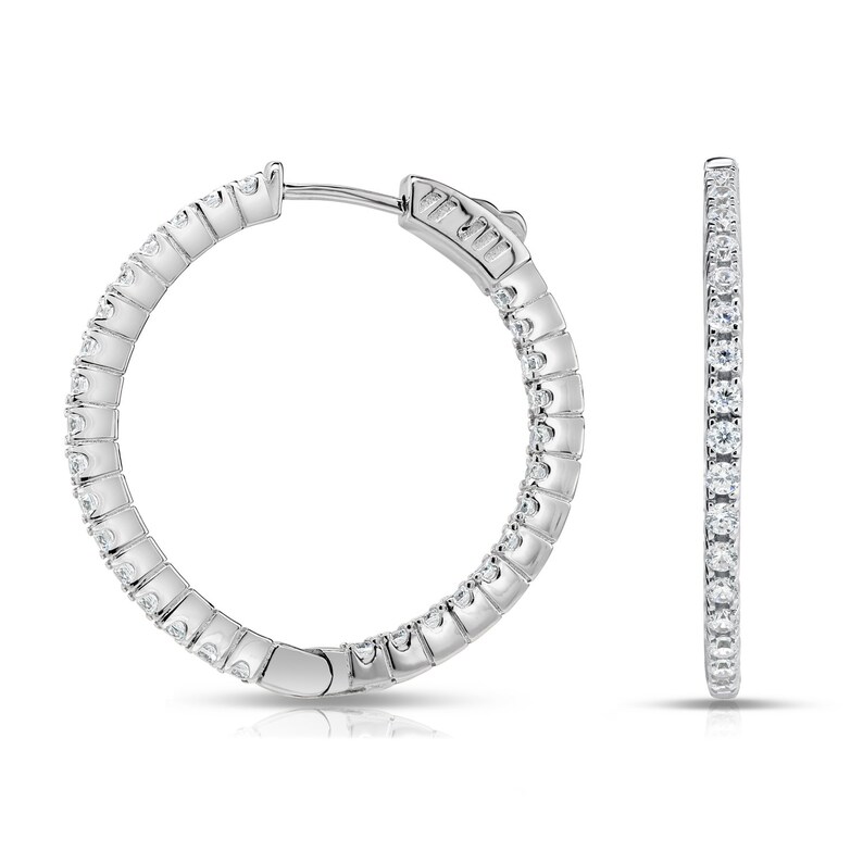 Solid Sterling Silver Hoop Earrings Round 925 Pure Inside Etsy