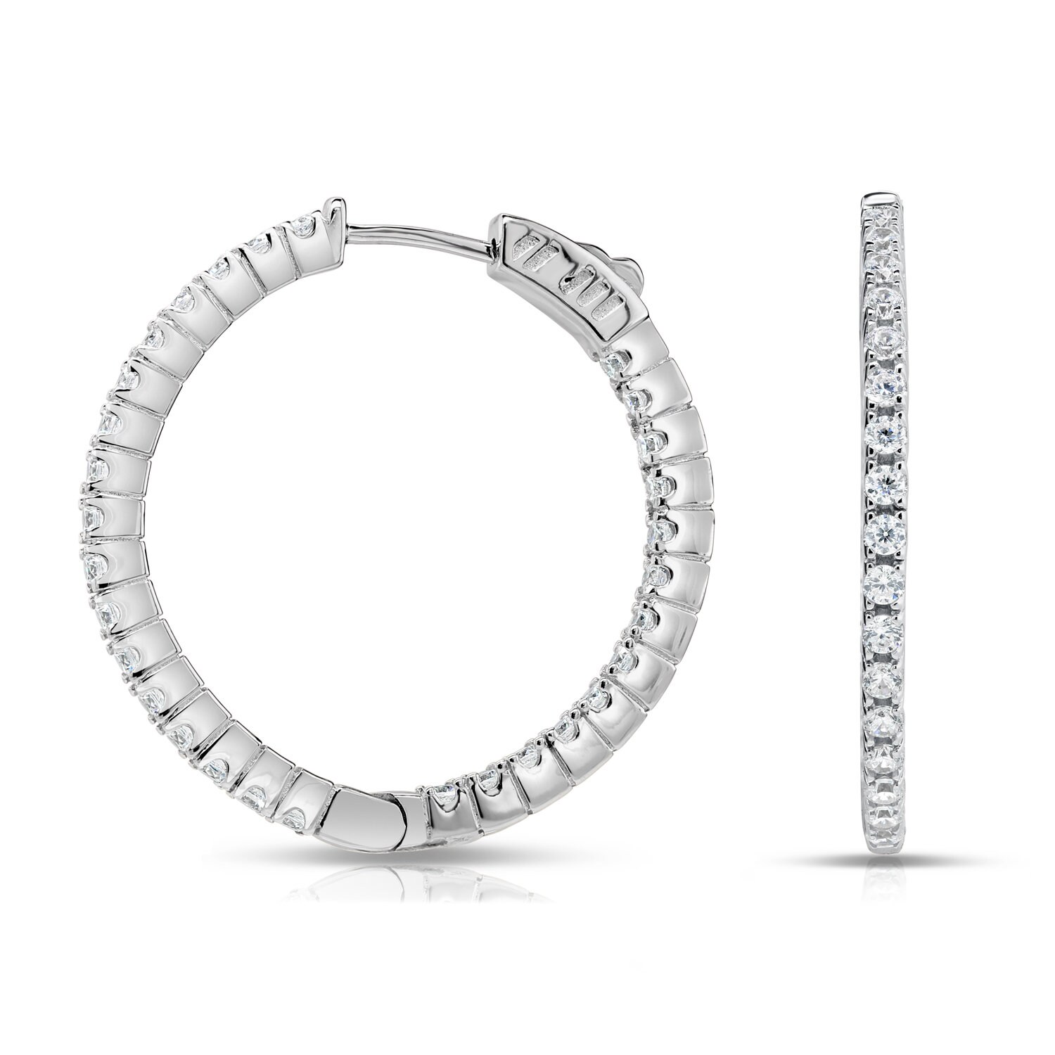Sterling Silver Solid Earrings Hoop 925 Round Endless Jewelry Womens Diamond Cut Sterling Silver Solid Earrings Hoop 925 Round Endless Jewelry Womens Diamond Cut