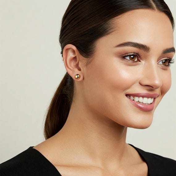 ORECCHINI SFERE IN ORO GIALLO 18KT - Foto 4