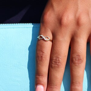 10k Gold Infinity Promise Ring, Eternal Love and Friendship Band with Cz, Dainty and Trendy Design by TILO image 3