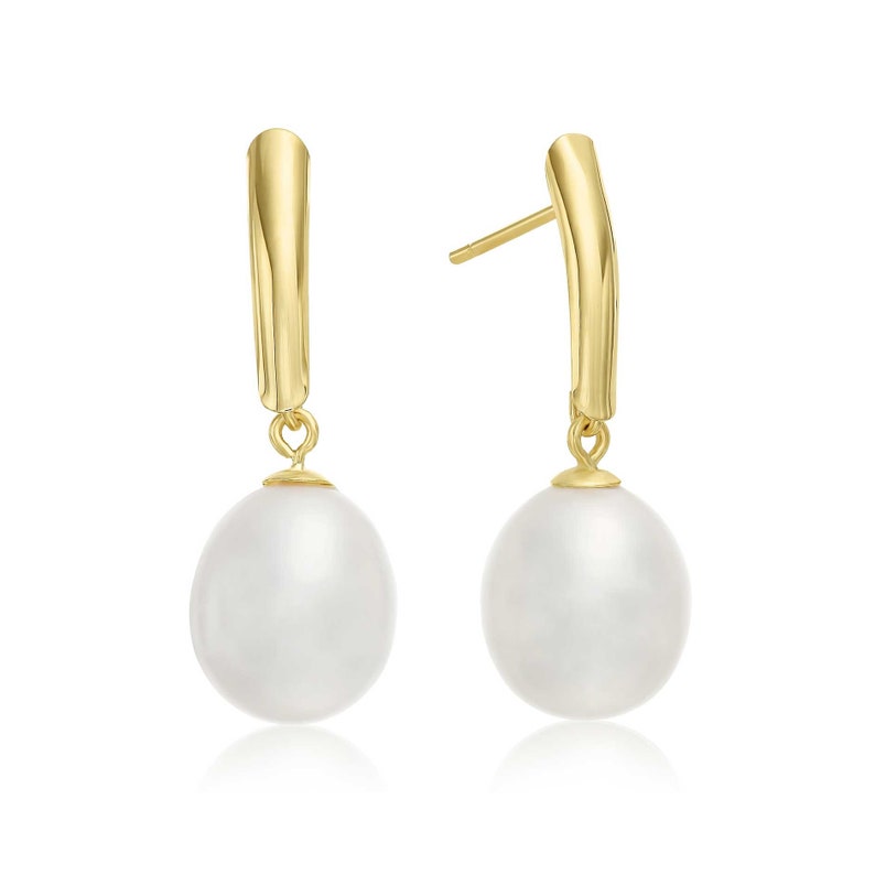 14k Yellow Gold Pearl Drop Earrings With Butterfly Backings - Etsy