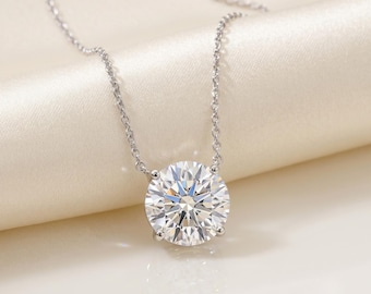 Sterling Silver CZ Charm Pendant Necklace, Brilliant Round-Cut Cubic Zirconia Center Stone, Adjustable 16"-18", By TILO Jewelry