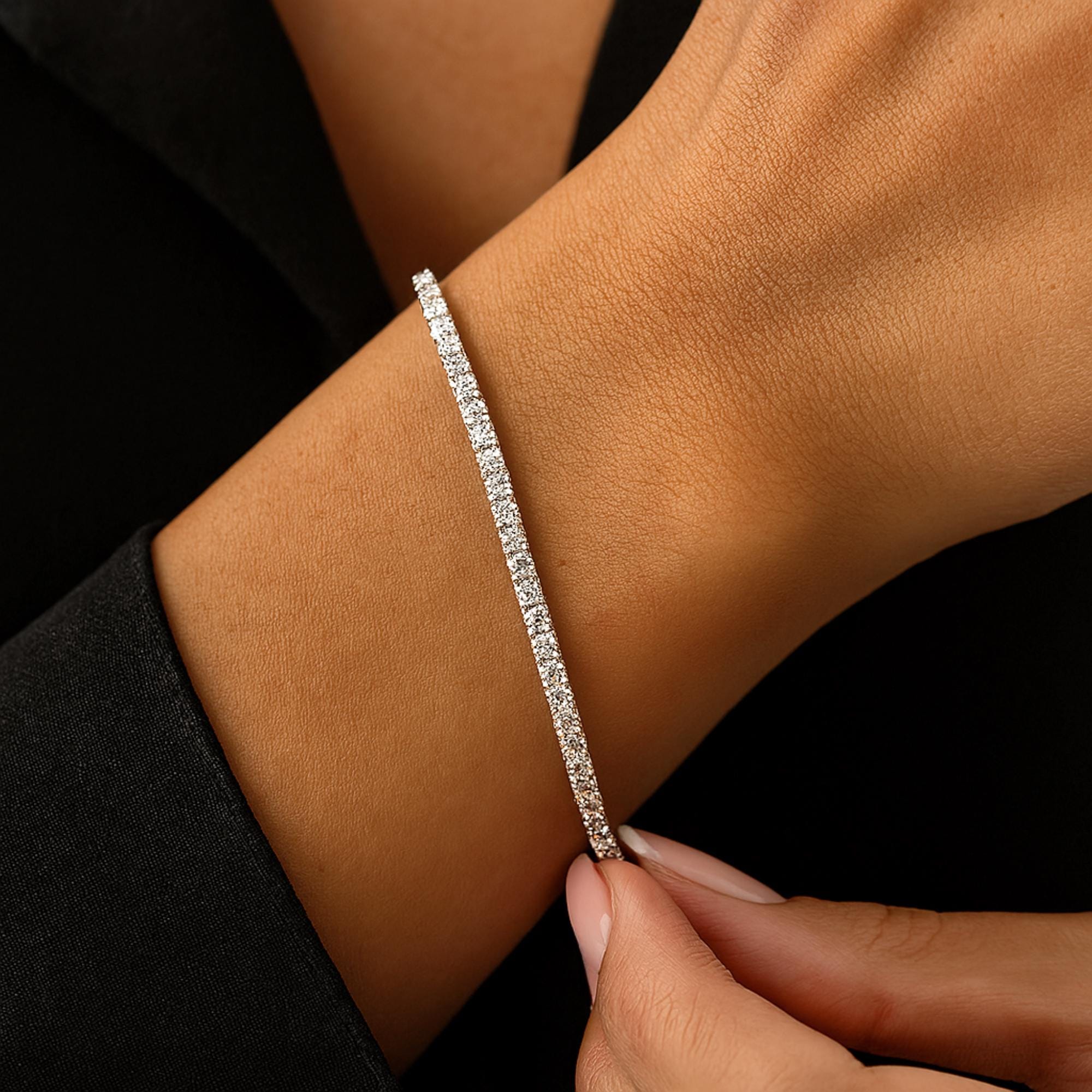 Bracciale Tennis Argento Rodiato Cubic Zirconia per donna