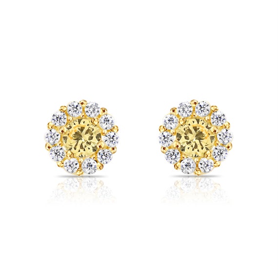 14k Yellow Gold Little 5mm Cubic Zirconia Star Screw Back Earrings Toddler  Girls - Shiny Star Earrings with Safety Screw Back Locking for Infants 