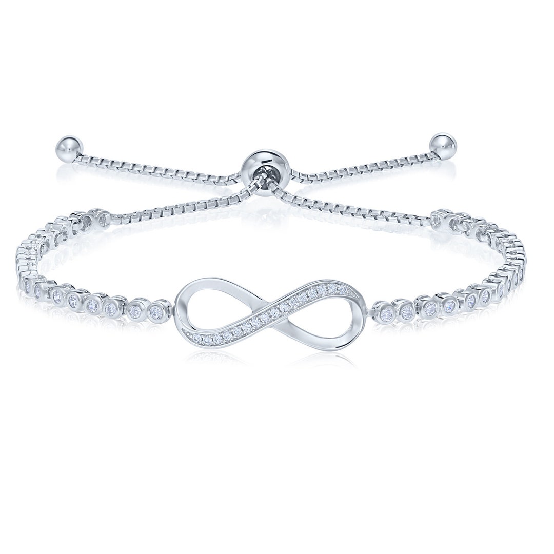 Buy 925 Sterling Silver Infinity Love Bracelet With Cubic Zirconia
