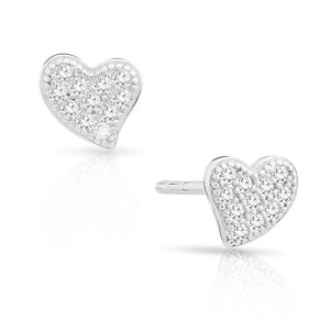 Herz Ohrstecker aus massivem Sterling Silber, klein und zierlich