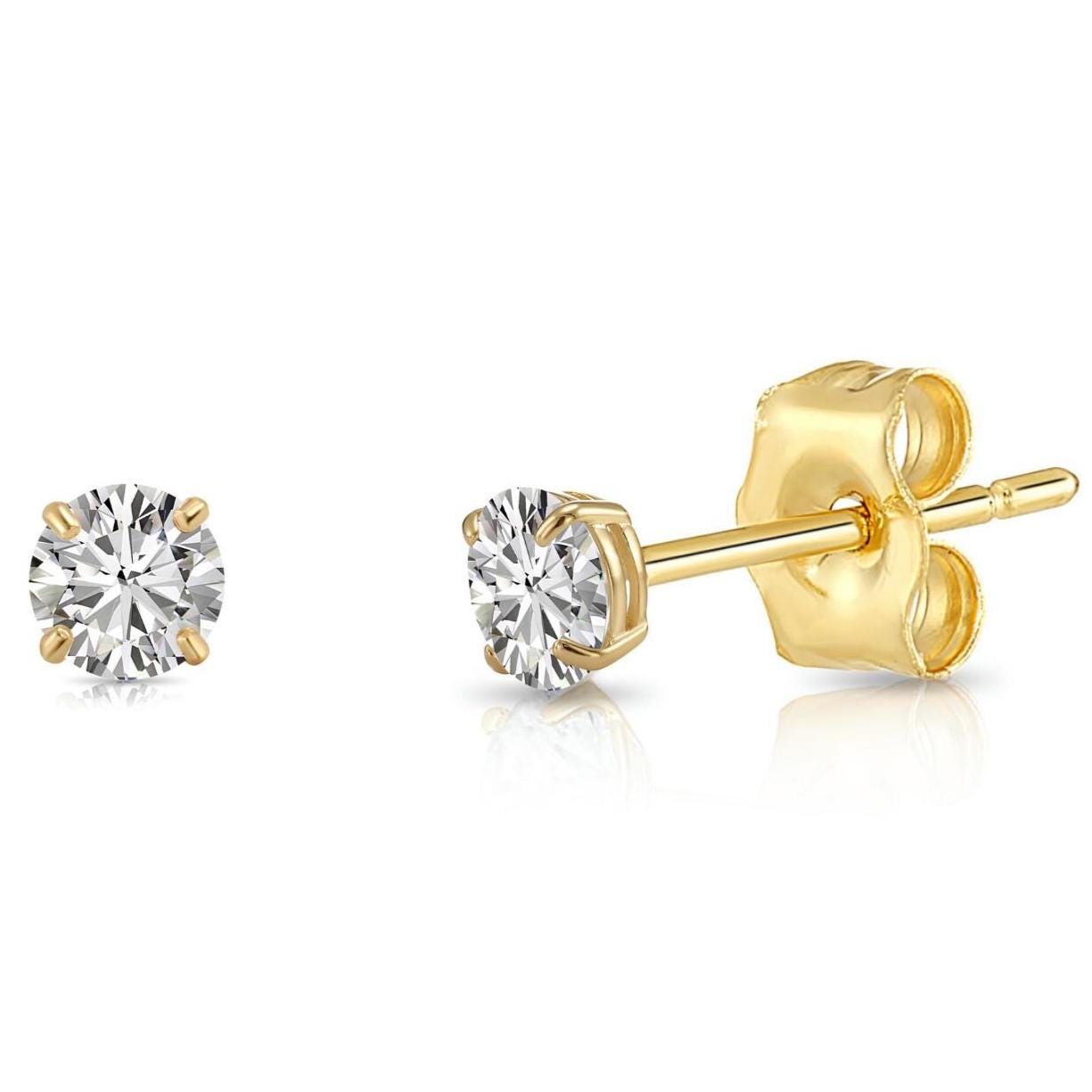 14K Gold Lab Diamond Stud Earrings, CVD Brilliant-Cut Diamond Studs, Classy Round Diamond Studs, Wedding & Bridal, By TILO Jewelry