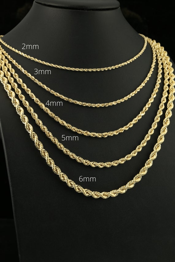 14k Gold Light-weight Hollow Rope Chain 