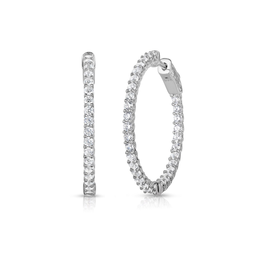 TATIANA☆[SILVER925] Crystal Inside Hoop Earring MUSINSA | TATIANA (Silver 925) Crystal Starlet Hoop Earrings