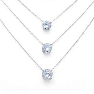 Stunning Diamond Like Solitaire Necklace, Sterling Silver and Cz, TILO Jewelry image 1