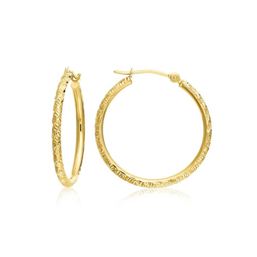 14k Solid Gold Small Hoops Fancy Hand Engraved Hoop Earrings - Etsy