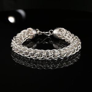 Thick Sterling Silver Byzantine Chain Bracelet with S-Hook Clasp, 8.75&quot;, Unisex