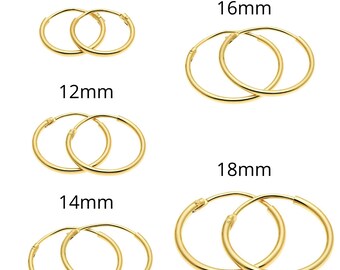 16mm x 16mm 925 Sterling Silver 1.3mm Hoop Classic Loop Plain Tube Earrings 16mm x 16mm 925 Sterling Silver 1.3mm Hoop Classic Loop Plain Tube Earrings