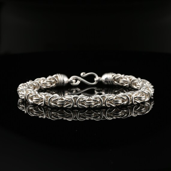 Byzantine Chain Bracelet With Hook Clasp in Sterling Silver 8.75