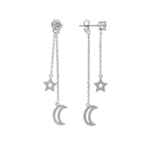 Mini Star and Moon Earrings-925 STERLING SILVER - Etsy