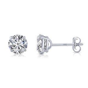 Ohrstecker aus 14-karätigem Weißgold mit Zirkonia und Steckverschluss, runde Solitär-Ohrstecker aus 14-karätigem Gold mit Zirkonia, Unisex, von TILO Jewelry