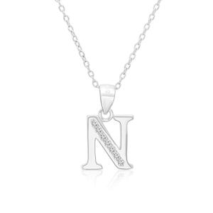 SILVER CZ & SIDE INTIAL  SIDE 'N' CHAIN main image 1
