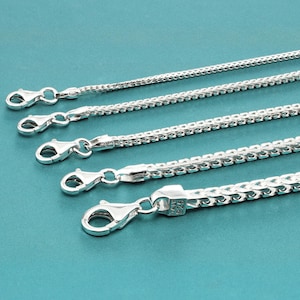 925 Italian Franco Chain, Solid Sterling Silver with Lobster Lock, Made in Italy, High Polished Necklace, 1.5mm-5mm Thick, 16"-26" Available