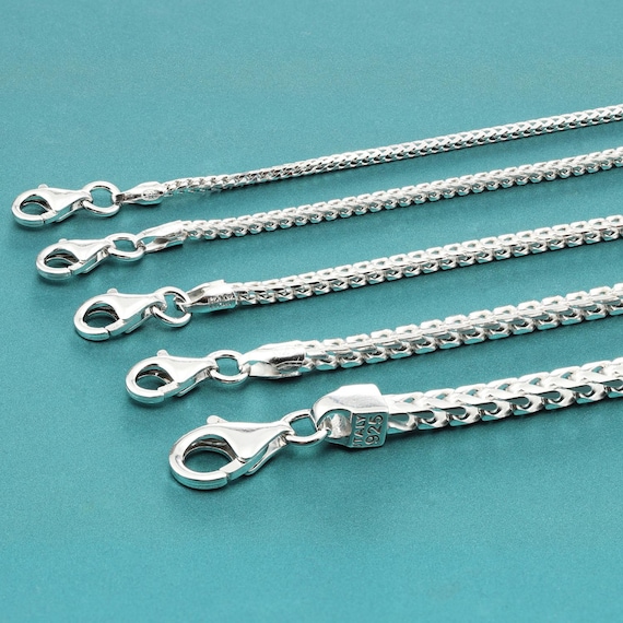 French Wheat Chain Necklace 1.8mm Wide Sterling Silver, Made in Italy French Wheat Chain Necklace 1.8mm Wide Sterling Silver, Made in Italy