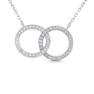 Collar de doble aro de plata de ley con circonitas brillantes, 45 cm, de TILO Jewelry