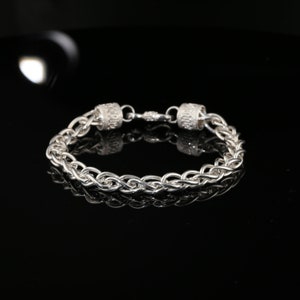 Bracelet chaîne byzantin en argent sterling avec fermoir crochet, 8 po. unisexe