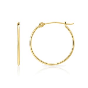 Solid 14k Yellow Gold Thin Hoop Earrings, Essential & Minimal Round Endless Hoops with Click-top Closure, 1mm Thickness, By TILO Jewelry