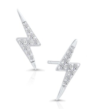 Katy Craig Orecchini A Perno In Argento Sterling 925 'Thunderbolt' – Piccoli (4x11 Mm), Unisex, In Confezione Regalo