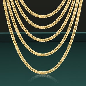 14k SOLID Gold Miami Cuban Chain Necklace, SOLID Real 14k Gold, Made in Italy, Highest Quality, Unisex, Sizes 2.6mm 4mm, By TILO Jewelry