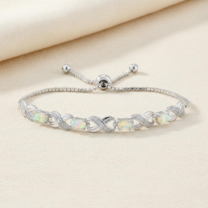 Sterling Silver Fire Opal Bracelet, Infinity Design, Adjustable Opal Bracelet, 6-9 Inch, By TILO Jewelry
