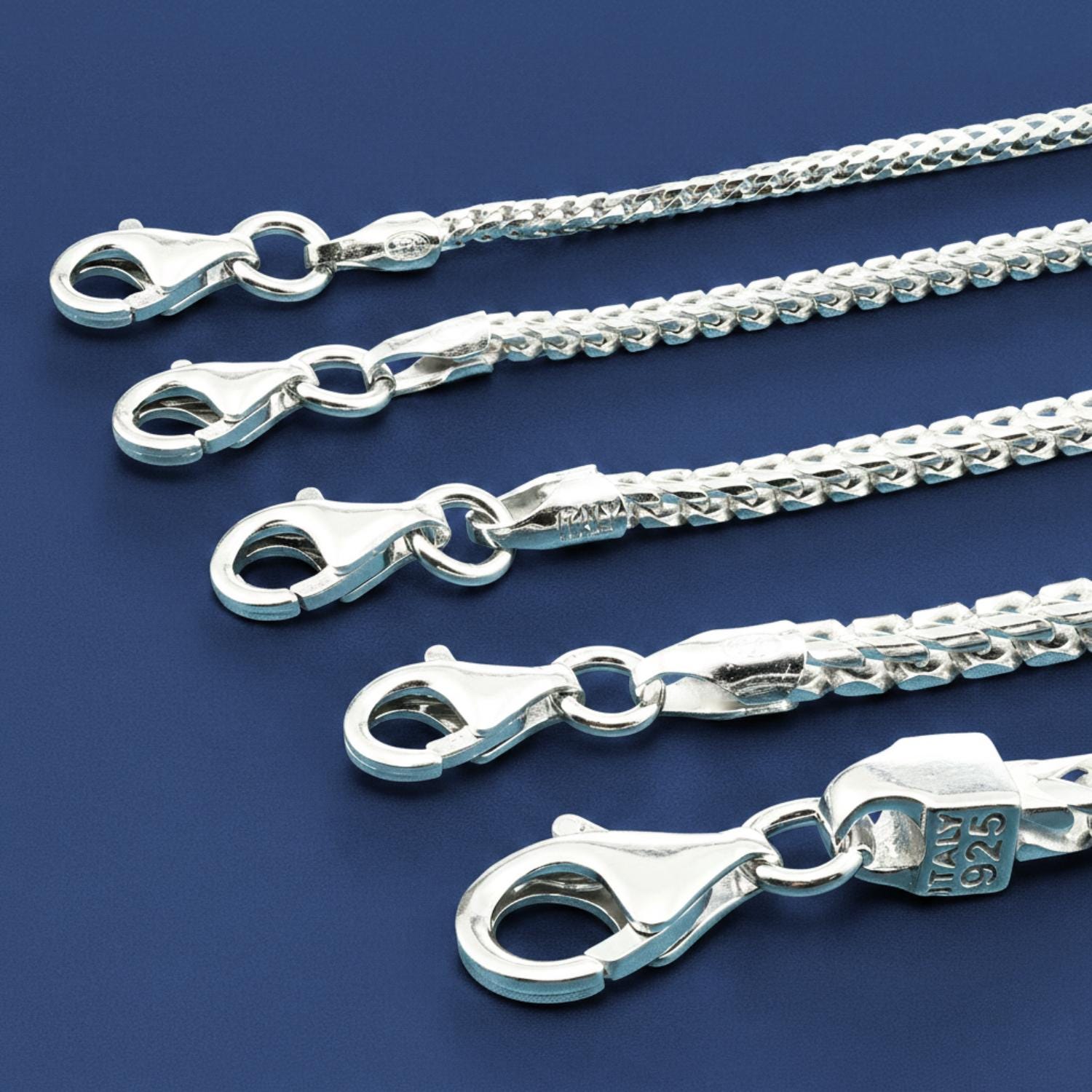 Catena a coda di volpe in argento con chiusura a gancio in oro 750 Catena a coda di volpe in argento con chiusura a gancio in oro 750