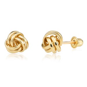Genuine 14k Gold Love Knot Stud Earrings, Secure Solid Gold Screw On Studs, 14 Karat Fine Jewelry Handmade in U.S.A, By TILO Jewelry