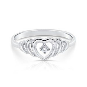 Open Heart Ring, Sterling Silver Ring, Cz Ring, Love Ring