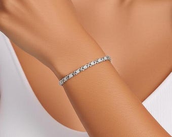 Sterling Silver Infinity X-link Tennis Bracelet, 925 Fine Sterling