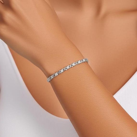 Sterling Silver Infinity X-link Tennis Bracelet, 925 Fine Sterling