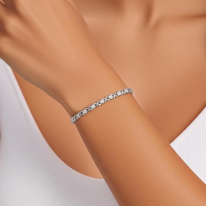 Luxury Tennis Bracelet 【3mm / SILVER】 7inch Tennis 3mm Bracelet Sterling Silver 925 Sparkling