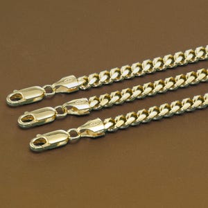 14k Gold Cuban Chains, Italian 925 Solid Sterling Silver Chain Dipped in Gold, 2mm, 3mm, 5mm thick cuban links, With Strong Lobster Lock