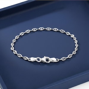Massives Sterling Silber Mariner Gliederarmband, Glieder im Ankerstil, 2,75 mm dünn, sicherer Karabinerverschluss, 7 "- 7,5", hergestellt in Italien